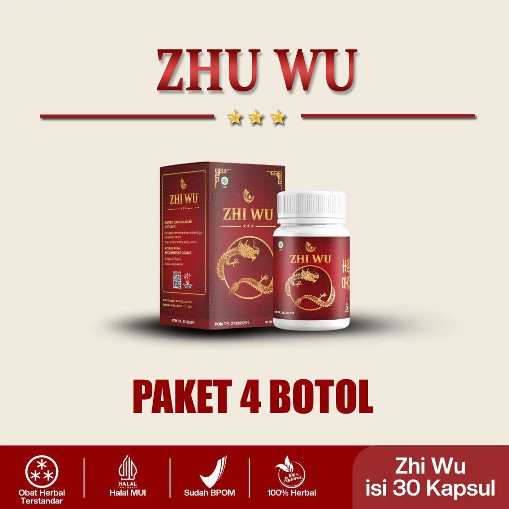 ZHI WU 30 KAPSUL ® PAKET 4 BOTOL OBAT SARAF KEJEPIT NYERI OTOT KOLESTROL 100% HERBAL CHINA