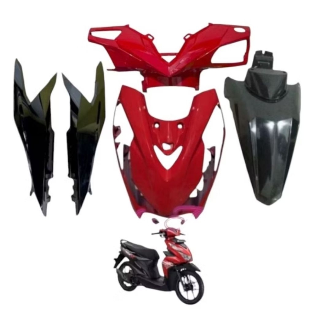 Fullset Body Halus Honda Beat Deluxe Merah Hitam 2020-2023