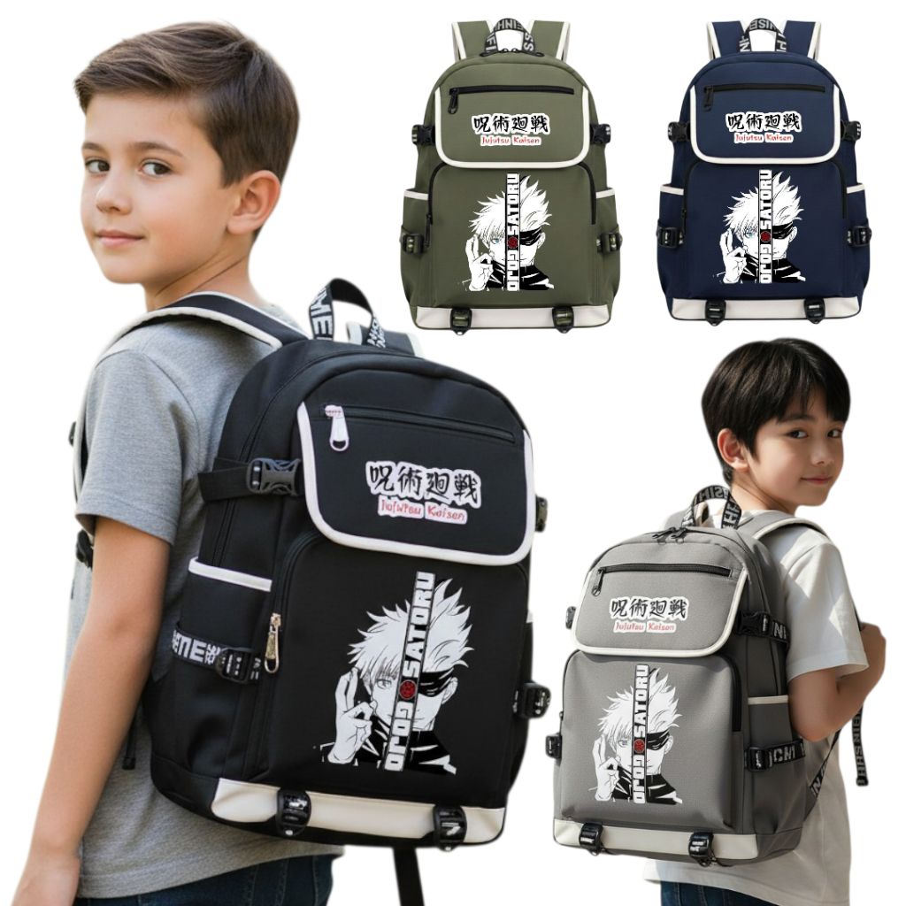 Tas Sekolah Anak Laki Laki SD SMP Motif Anime Gojo Satoru - Tas Sekolah Karakter Anime Superhero