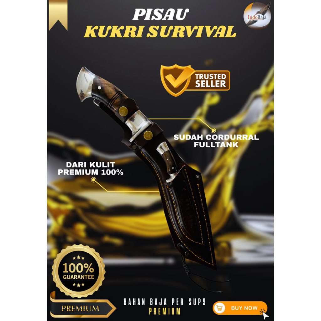 [INDOBAJA] PISAU KUKRI SURVIVAL PISAU BAJA PER SUP9 PREMIUM ASLI ORIGINAL SUPER TAJAM
