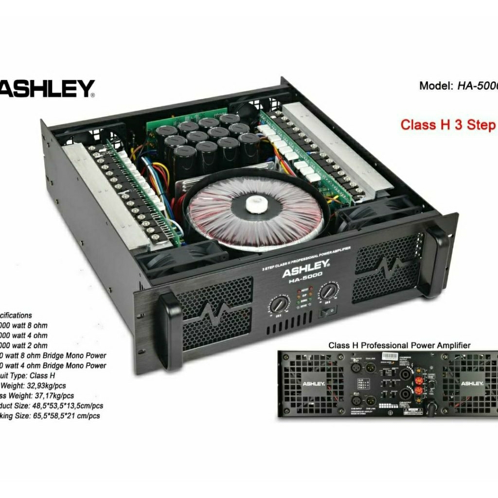 POWER AMPLI ASHLEY HA5000 CLASS H3 step 2x2000watt