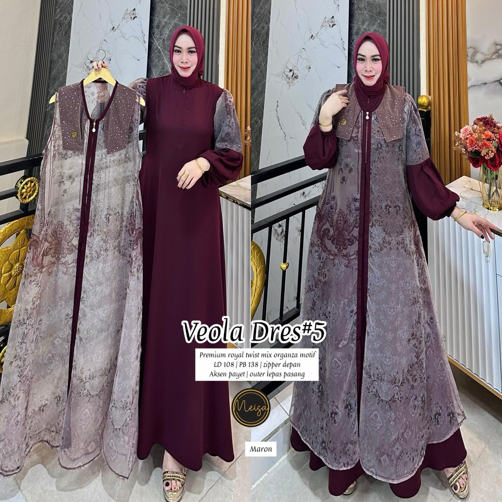 Dress Gamis Wanita Viral Mera Veola Samira Haura Shalma