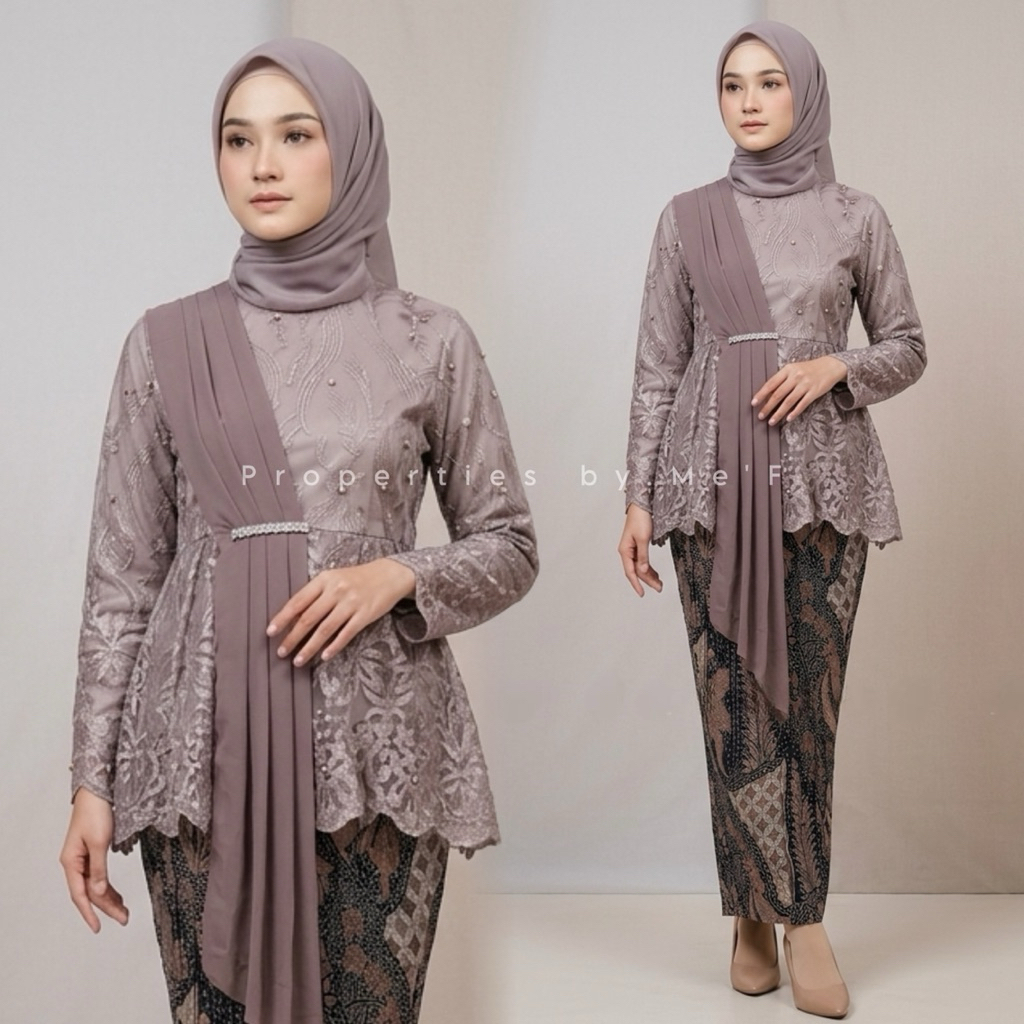 Dheefa - ATASAN KEBAYA MODERN AURORA SELENDANG MIX CERUTY - KEBAYA WISUDA - KEBAYA KONDANGAN - KEBAY
