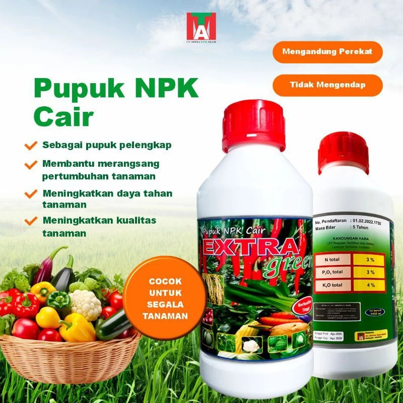 Pupuk NPK Cair Extragreen Plus Perekat GA3 Meningkatkan Pertumbuhan Tanaman 1000ml