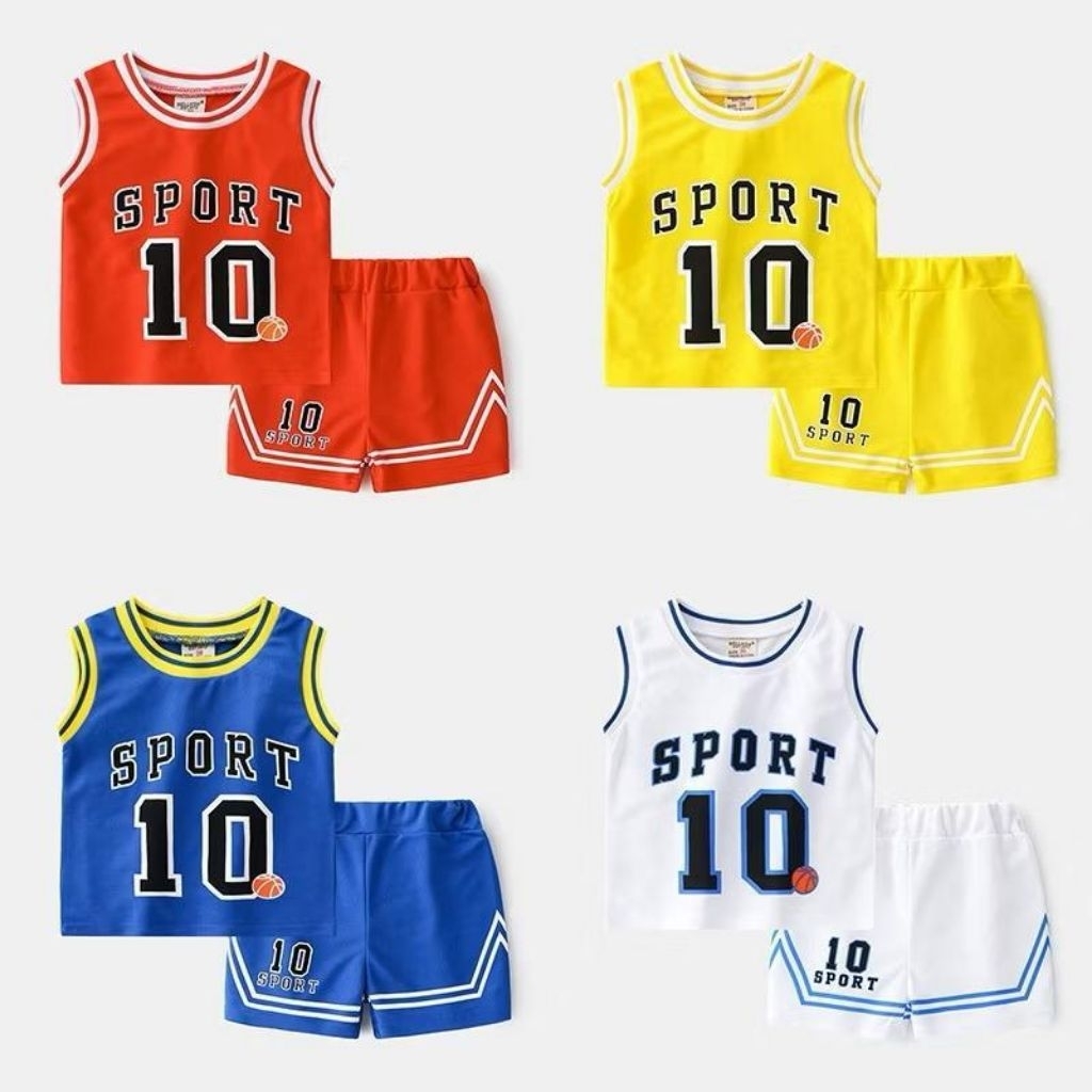 Baju Setelan Anak Sport 10 Warna Merah Kuning Biru Putih Setelan untuk Anak-anak Fashion