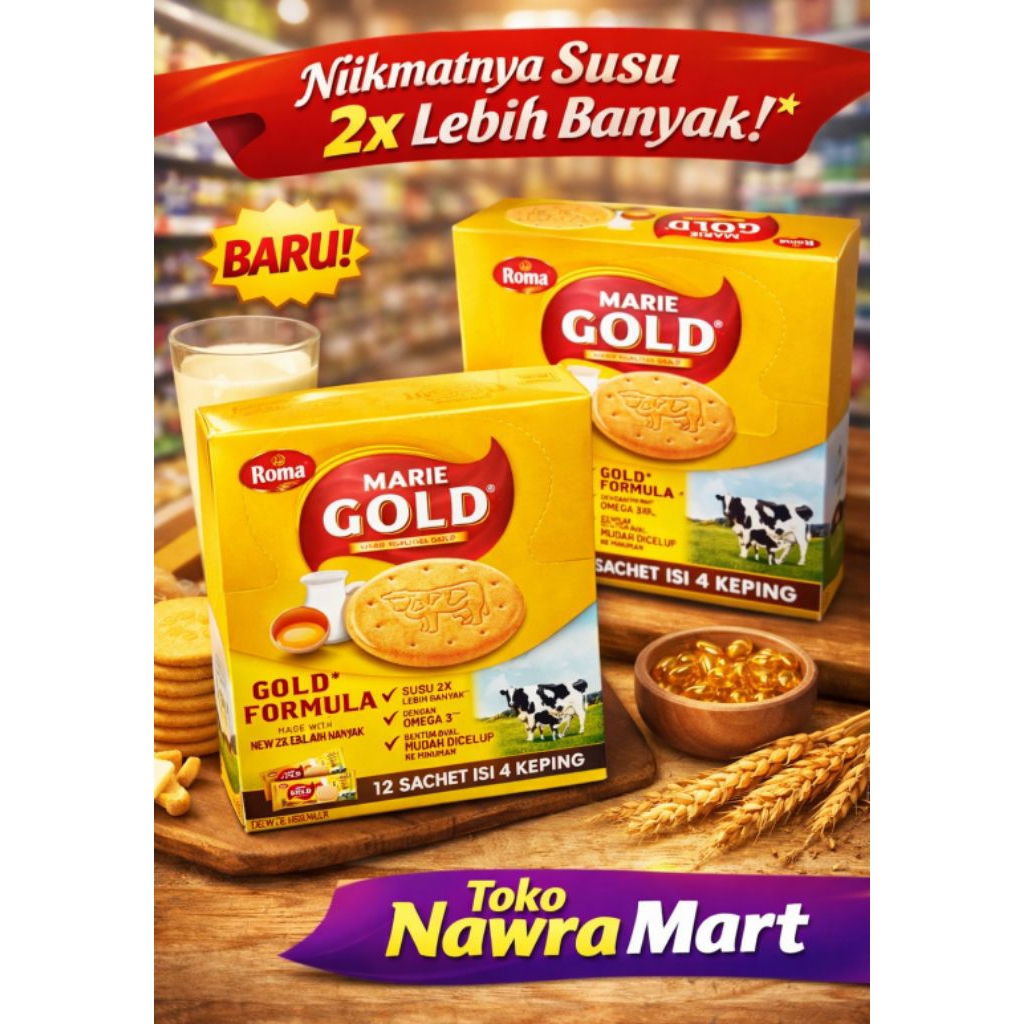 Biskuit Roma Marie Gold – 12 Sachet (Isi 4 Keping per Sachet)