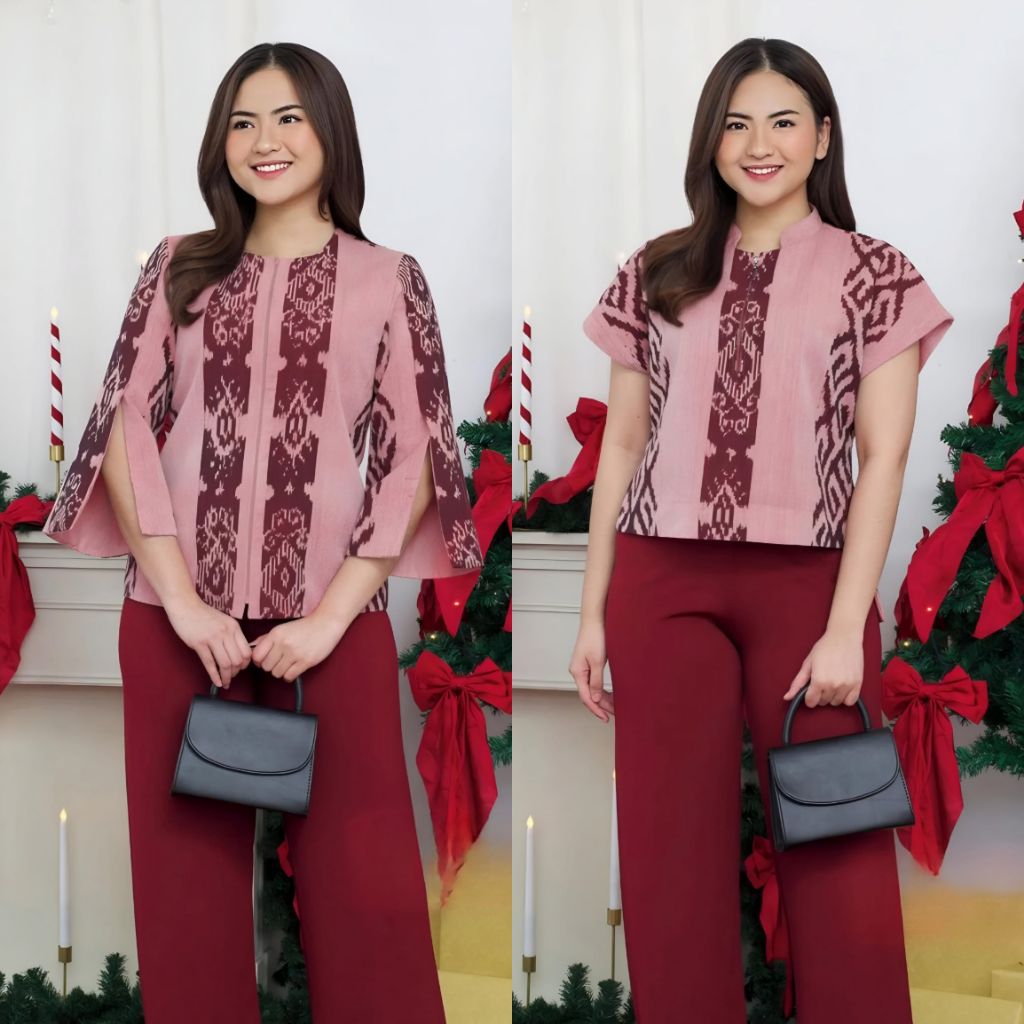 Blouse Tenun Troso, Baju Atasan Blouse Tenun Troso, Baju Blus Kerja Kantor Formal Tenun 77