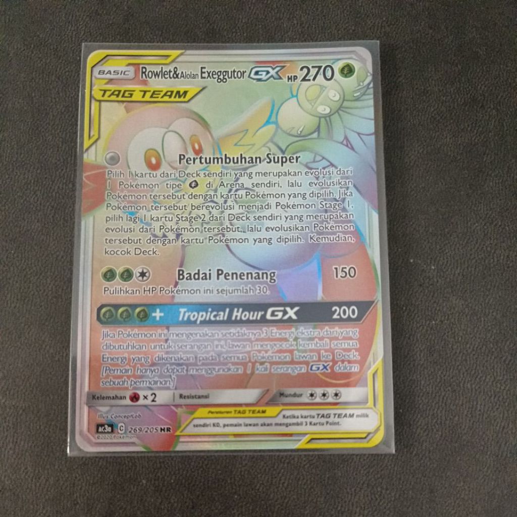 Kartu Pokemon Indonesia - Rowlet & Alolan Exeggutor GX Tag Team HR