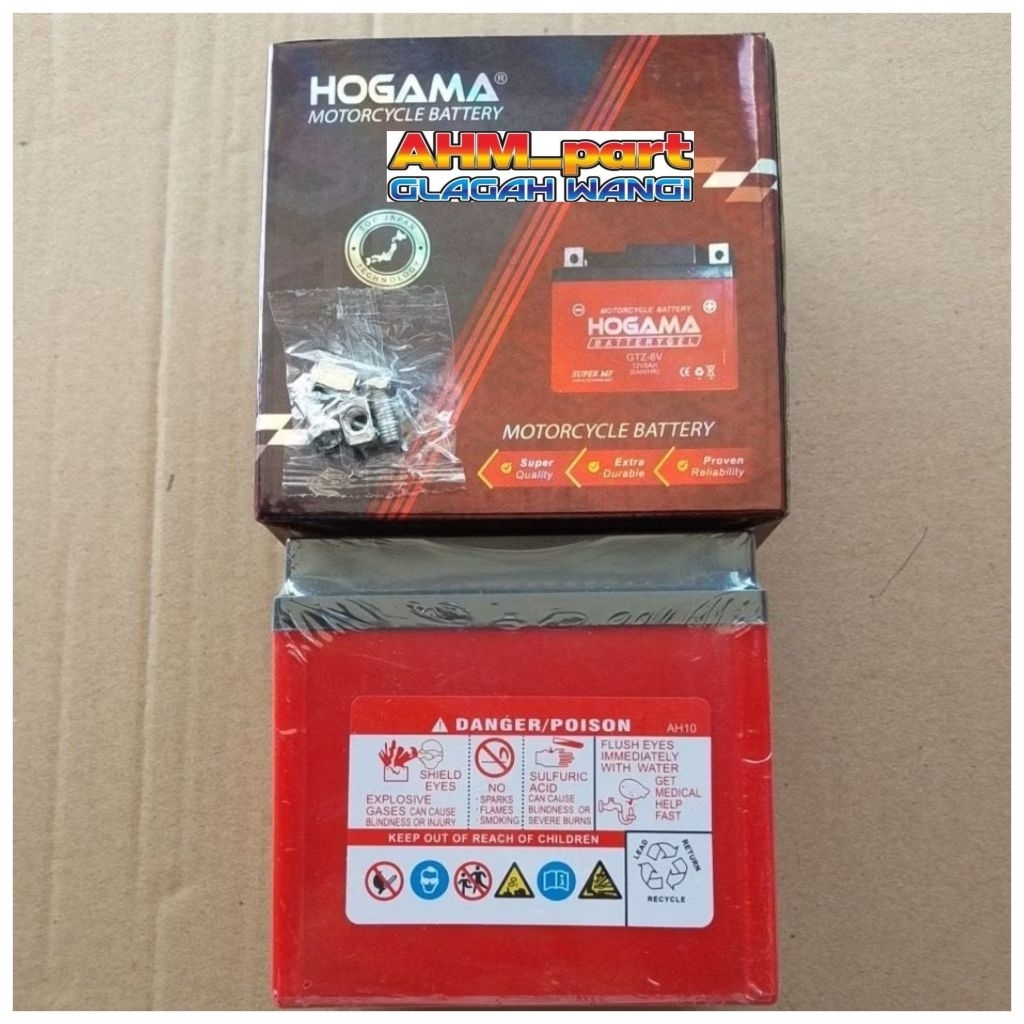 Aki motor GTZ-6V vario 125 satria Fu CBR 150 ori HOGAMA