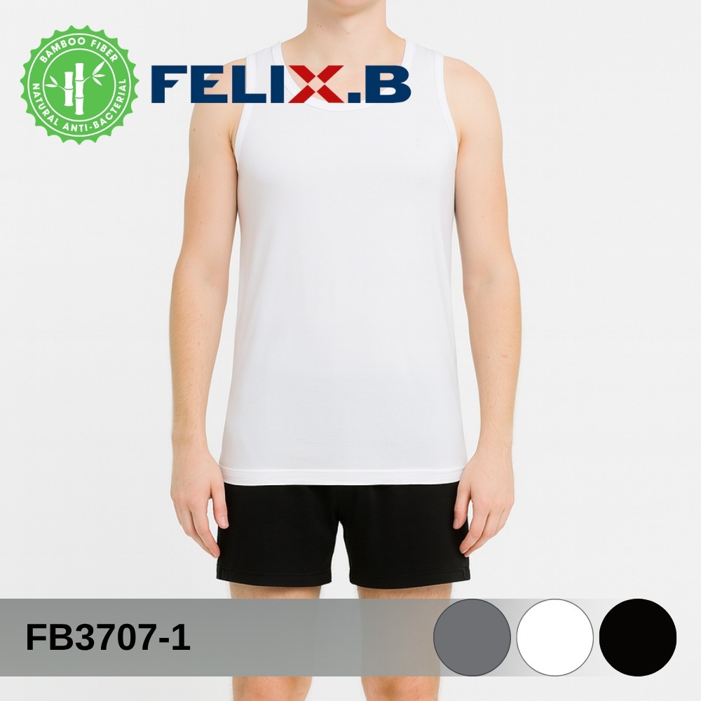 FELIX.B BAMBOO SINGLET FB3707-1 HITAM-MISTY-PUTIH NATURAL ANTIBACTERIAL