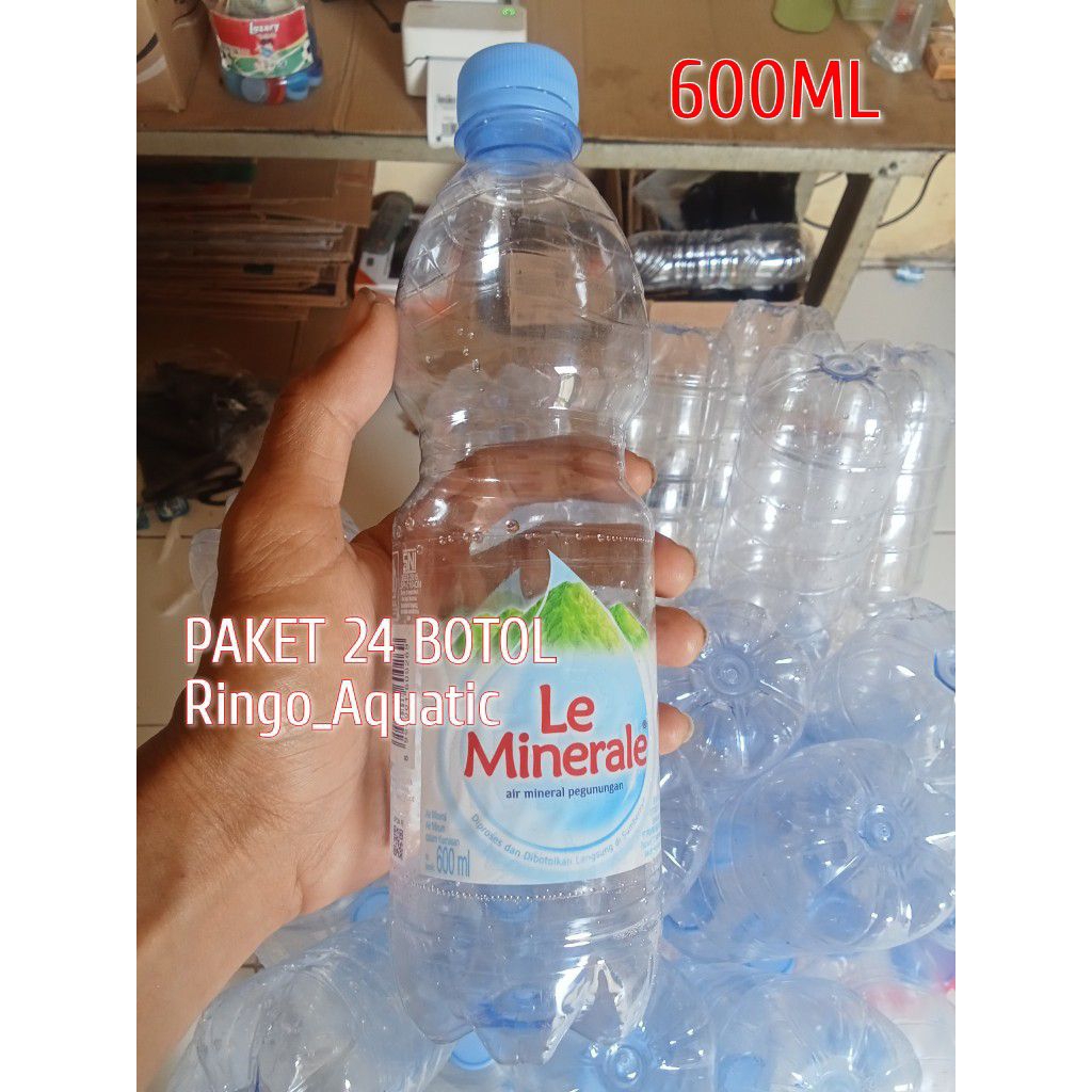 Botol bekas le mineral 600 ml + tutup
