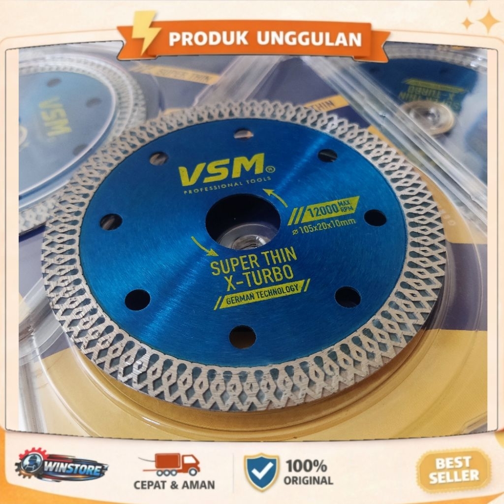 Mata Gerinda Potong Keramik Granit 4 Inch VSM Super Thin X-Turbo Diamond Cutting Disc 105mm Pisau Po