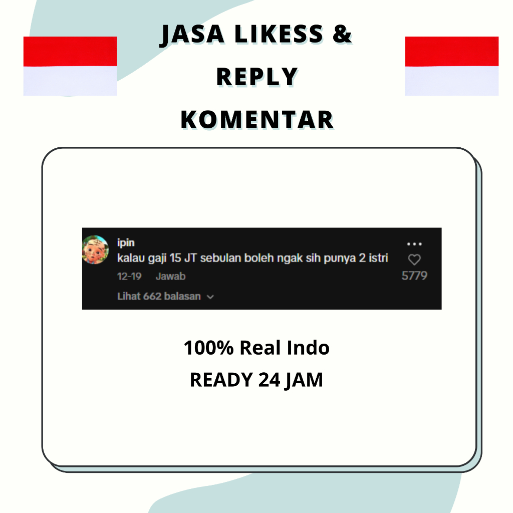 JASA LIKES KOMEN BALAS KOMEN INSTAGRAM TIKTOK YOUTUBE FACEBOOK KOMENTAR REAL INDO