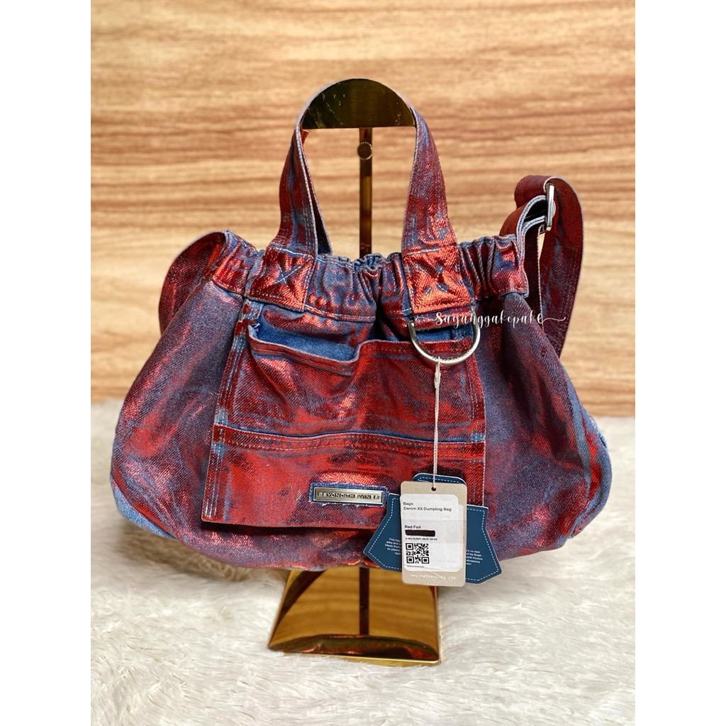Preloved BTV Beyond The Vines XS Denim Dumpling Bag in Turquoise Wash Tas