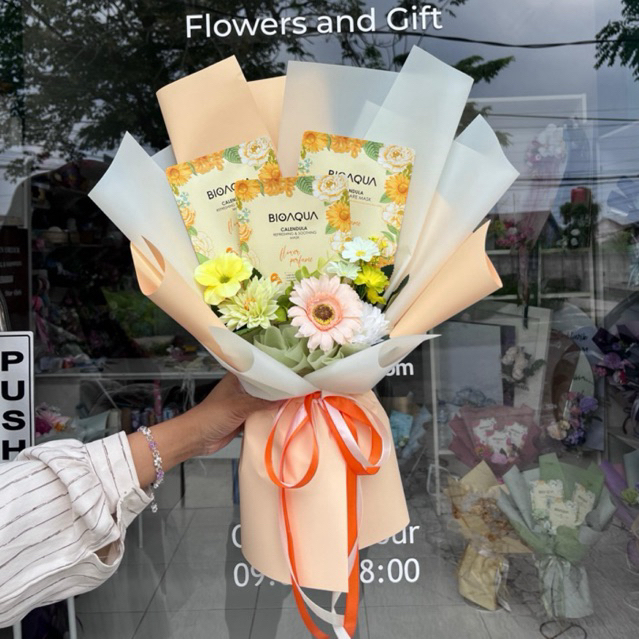 Buket isi Sheetmask - Buket Masker - Buket Gift Murah - Buket Hadiah