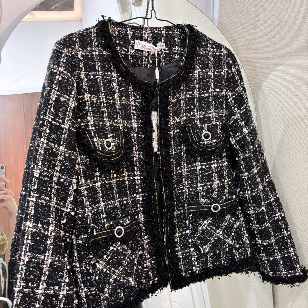 Tweed Blazer Premium/Cardigan Hitam