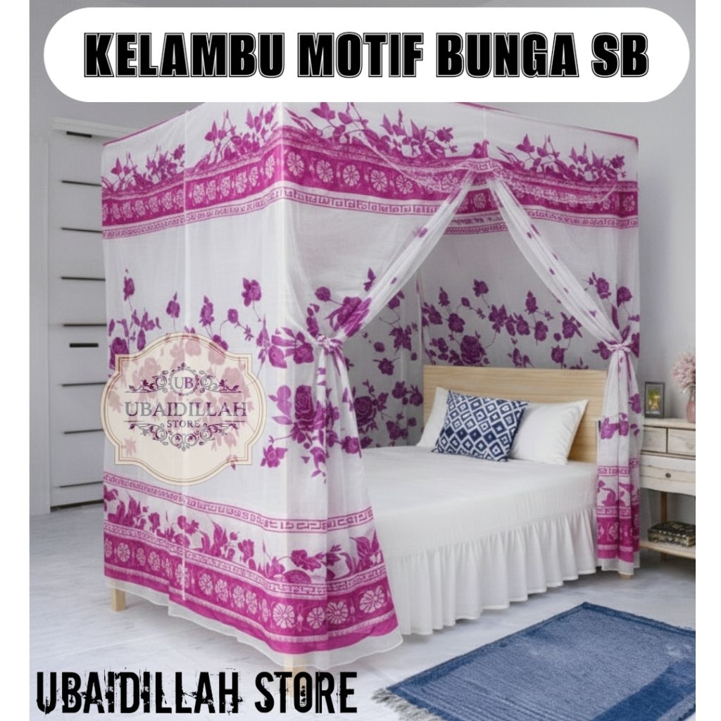 KELAMBU TIDUR ANTI NYAMUK SB BAHAN TEBAL MOTIF BUNGA