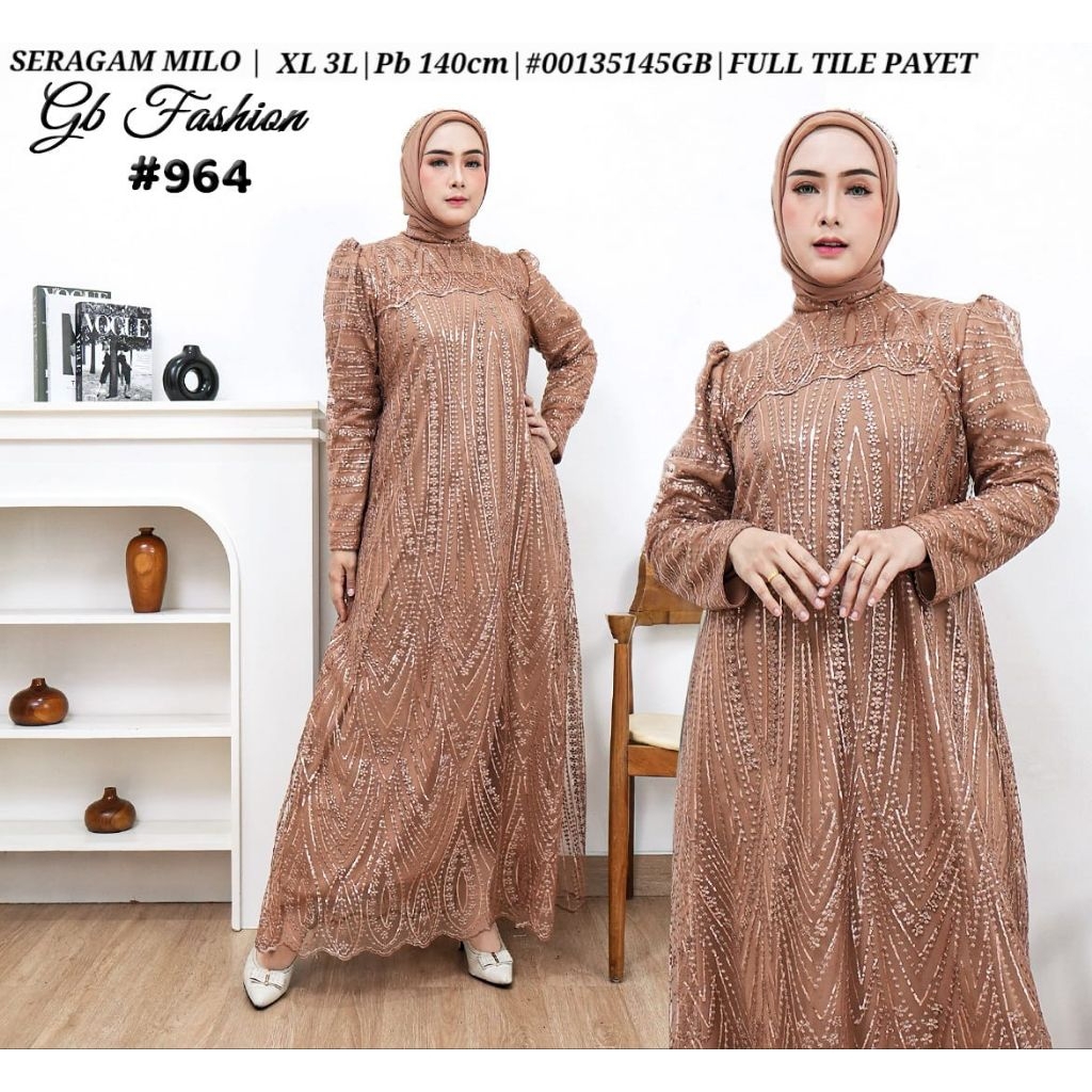 GAMIS BROKAT FULL WARNA MILO ,GAMIS SERAGAM PESTA  , GAMIS SERAGAMAN MILO.