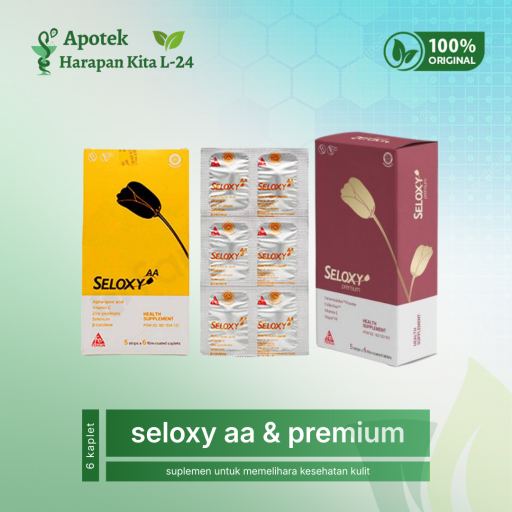 Seloxy Aa Strip 6 Kaplet  dan premium - Antioksidan Kulit, Dukung Kesehatan, Konsumsi Dewasa - apote