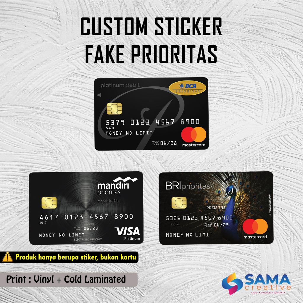 Custom Fake Prioritas - Sticker Skin Card - Vinyl ATM Debit, Credit, Emoney, Flazz, Kartu Akses Stik