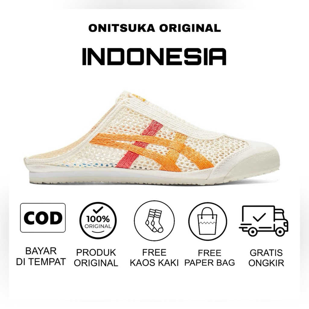 Sepatu Onitsuka Tiger Mexico 66 Sabot White Orange Original / Sepatu Wanita / Sandal Wanita / Sneake