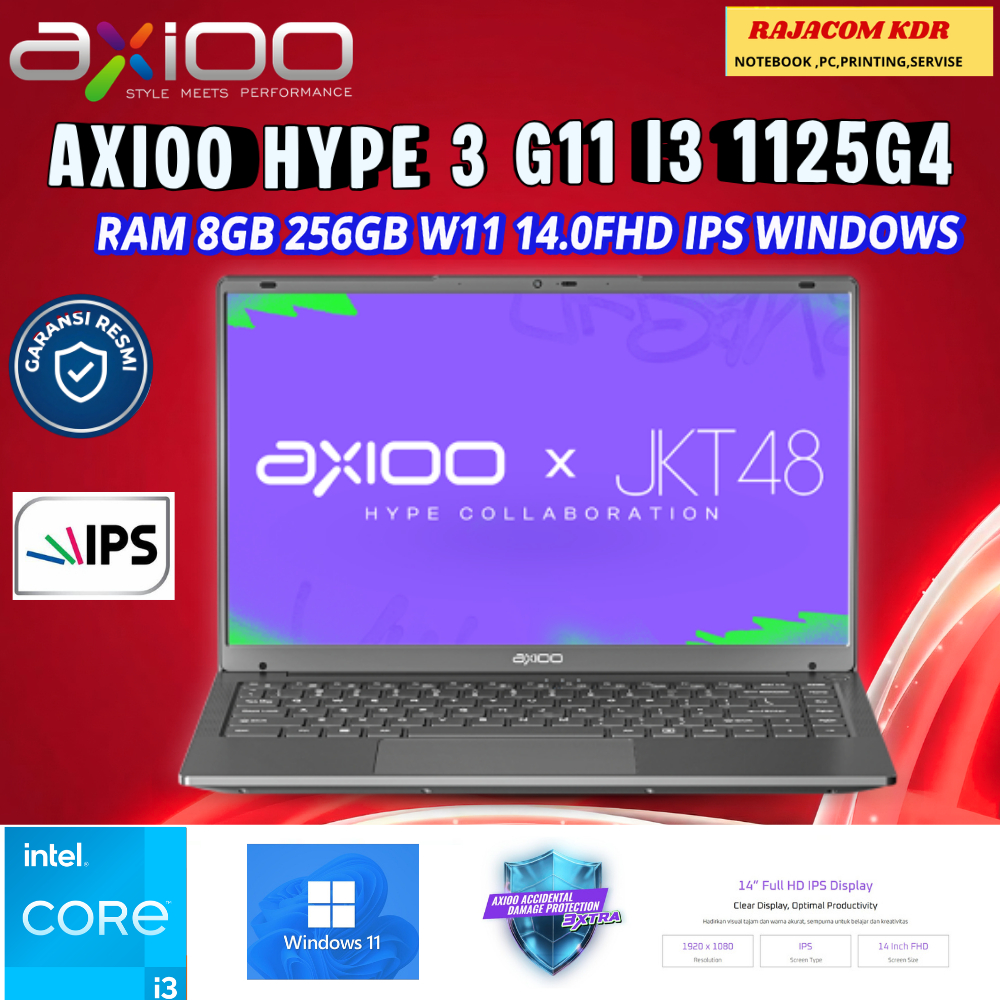 AXIOO Hype 3 G11 Intel Core i3 1125G4 RAM 8GB SSD 256 14' Fhd Ips Windows 11