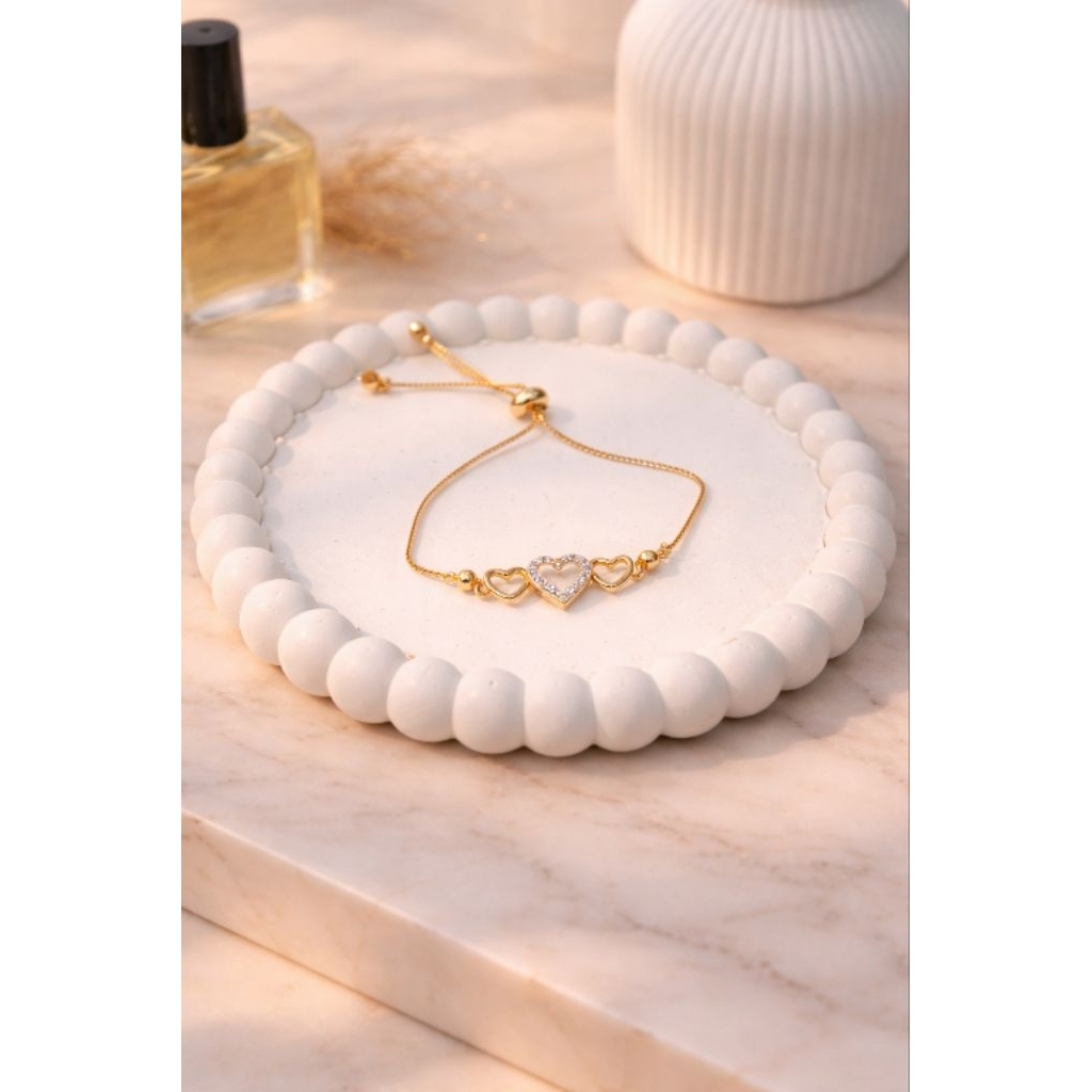 CIELUXE_123 Gelang Serut wanita Model love[perhiasan imitasi Lapis Emas]