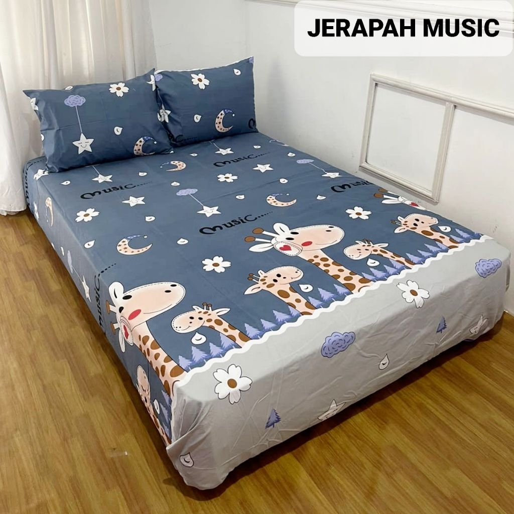 BISA COD AG SPREI JERAPAH MUSIC KARAKTER ANAK LUCU 90 X 200 SINGLE 180x200 SPRAI 200 x 200 UKURAN 18