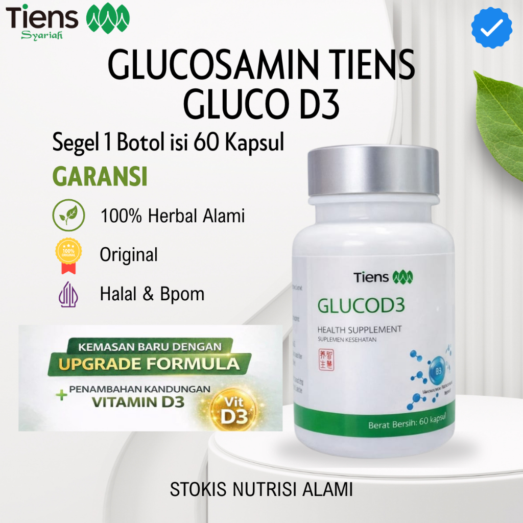 Glucosamine GlucoD3 Tiens Vitamin Tulang Lutut Nyeri Sendi Persendian Dewasa & Lansia Glucosamin
