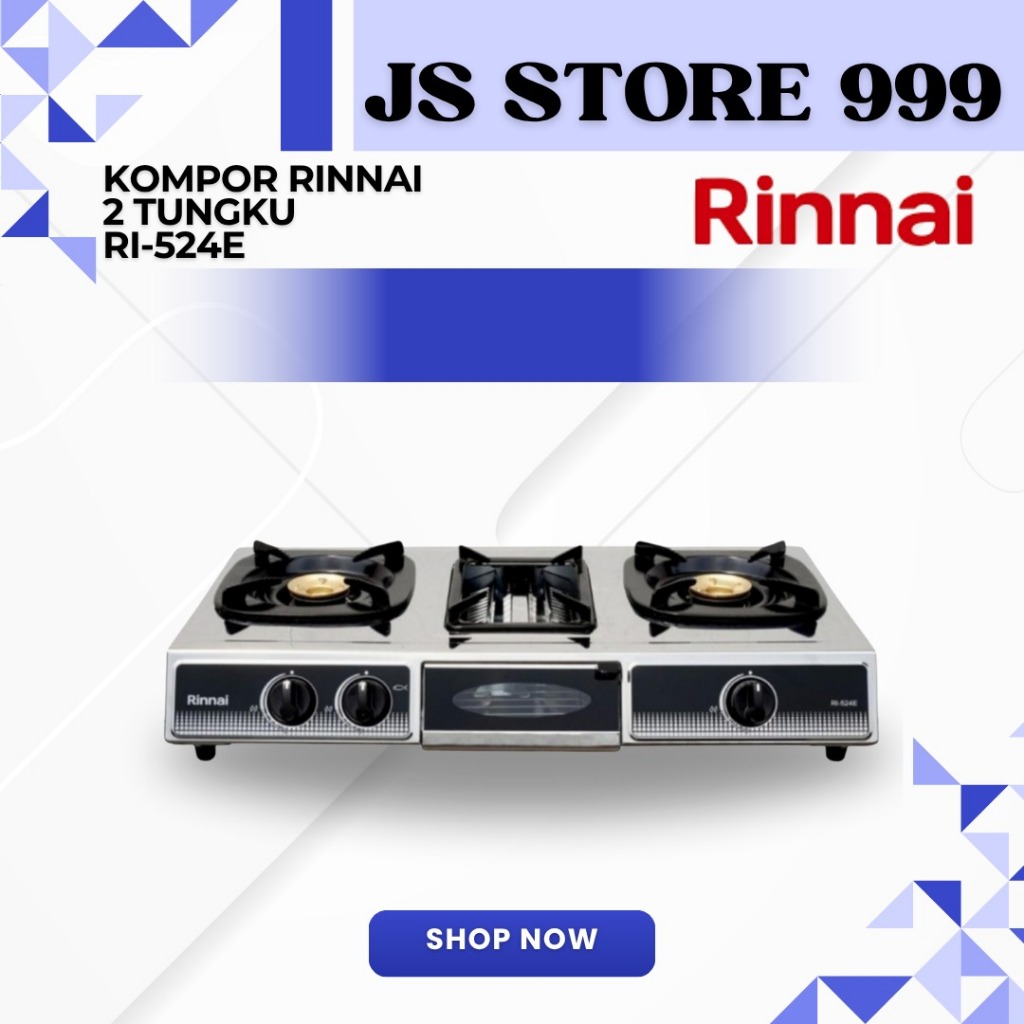 Rinai Kompor Gas Rinnai 2 Tungku + Pemanggangan RI-524E RI524 E RI 524E