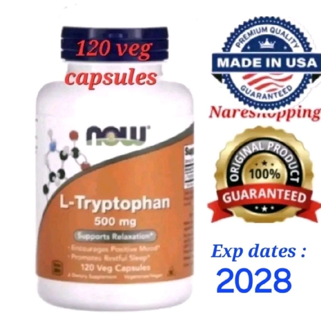 3Nare Now Foods USA L-Tryptophan Tryptophan 500 mg, 120 Veg Capsules Halal