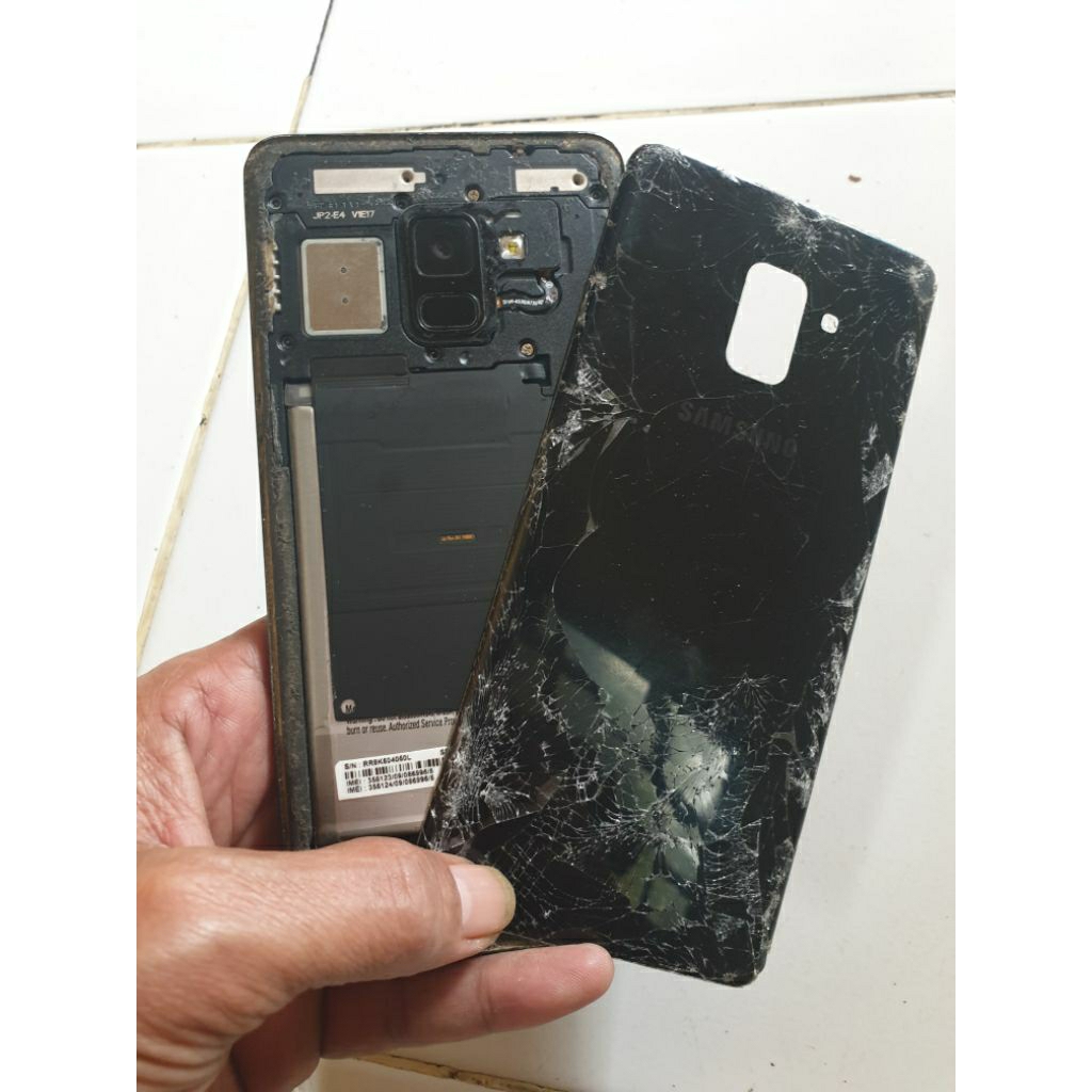 unit_samsung a8 plus sm a730f mesin hidup normal,,lcd rusak