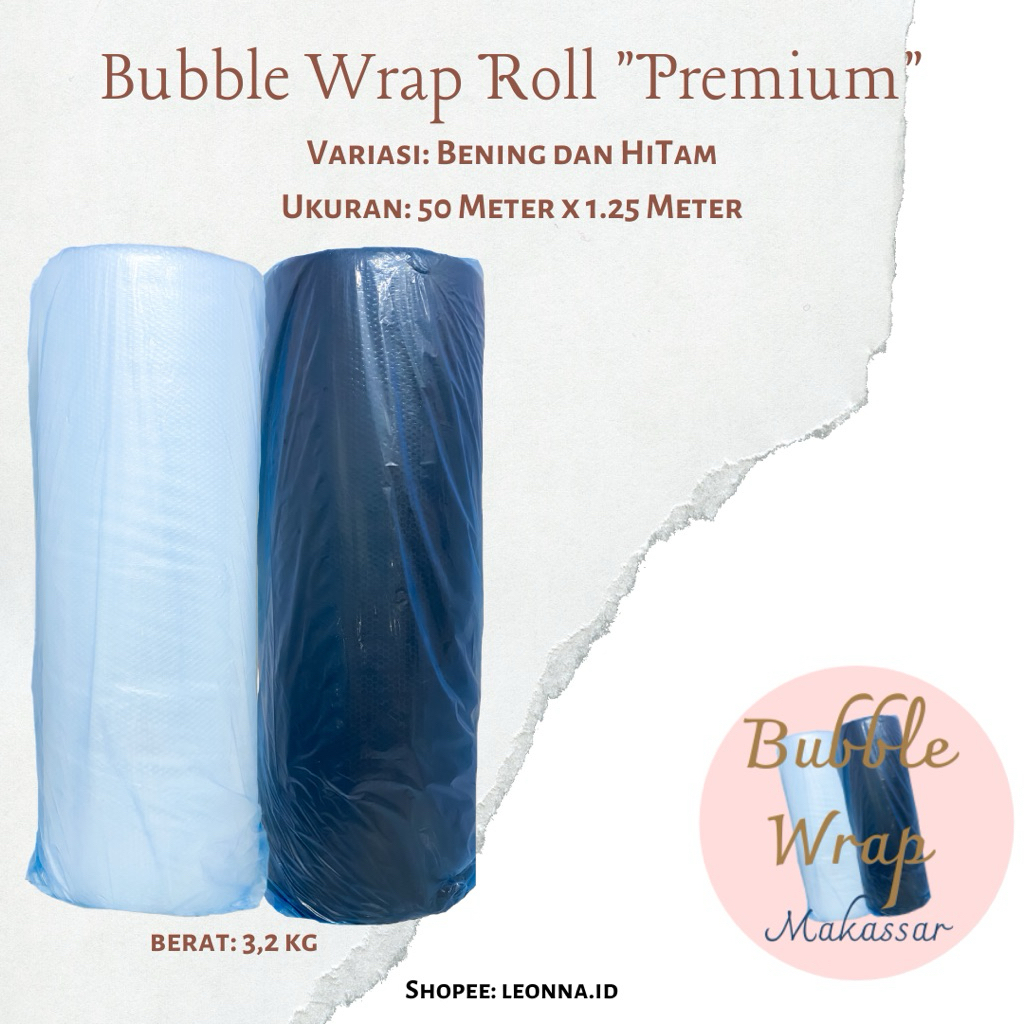 Bubble Wrap 1 Roll 50 Meter / Bubble Wrap Roll / Bubble Wrap Bening / Bubbe Wrap Hitam