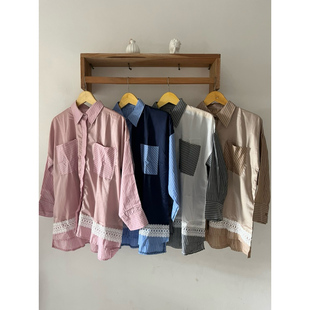 Kemeja Silk Katun Kombinasi Brukat LD 120 Jumbo Wanita Dewasa