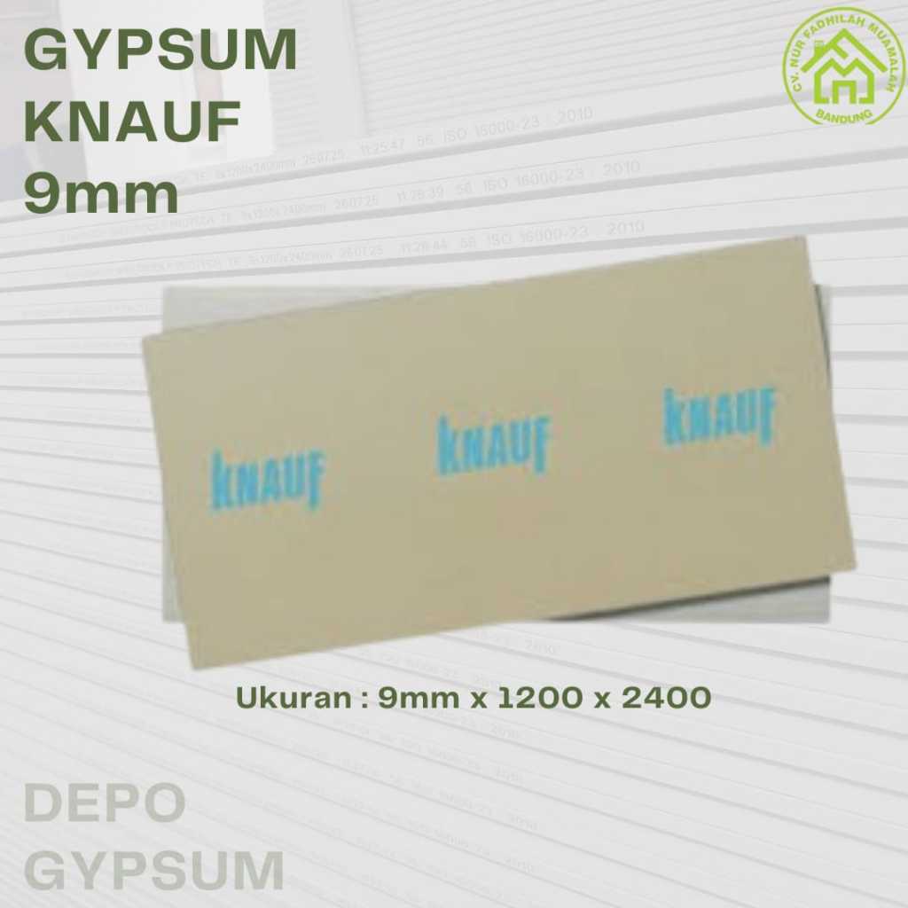 Gypsum knauf 9mm x 1200 x 2400 / Papan Gypsum Plafond / Partisi