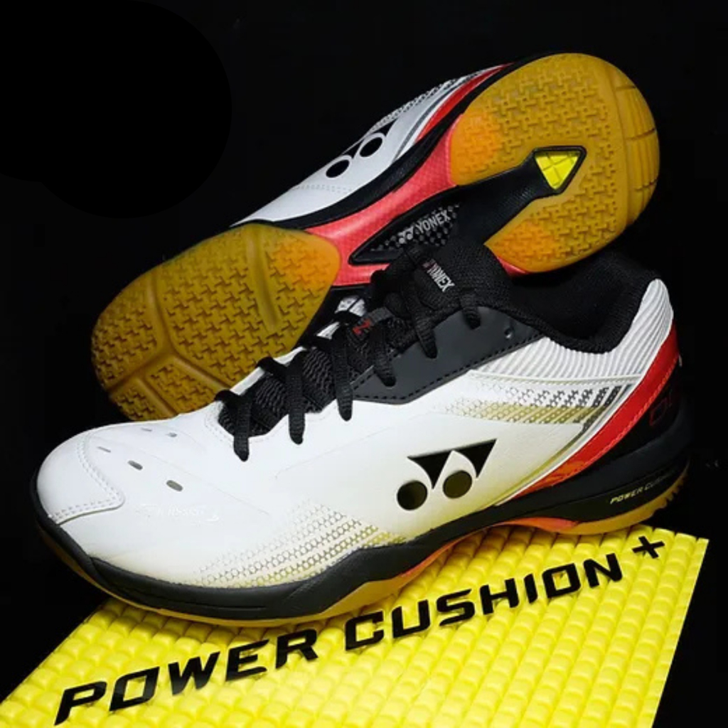 Sepatu Badminton YONEX SHB 65 Z3 Power Cushion Canvas Nylon Rubber Synthetic White Red 38 - 43