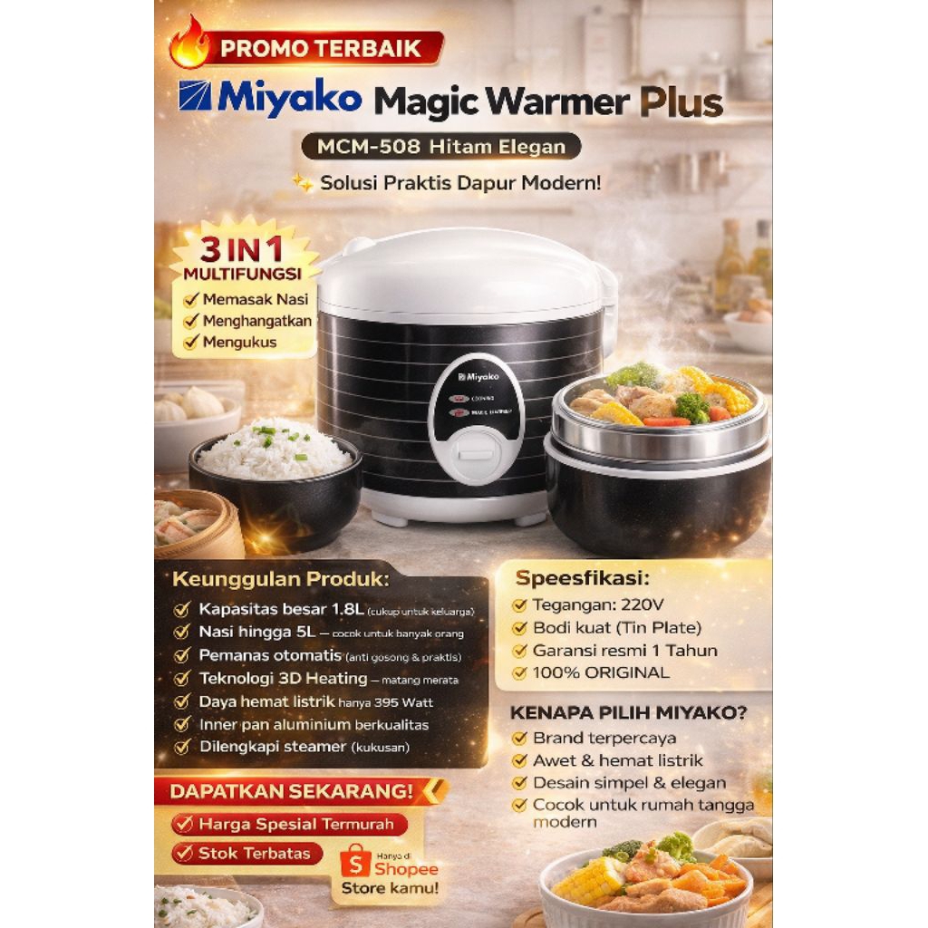 magic warmer Plus Miyako MCM-508 hitam