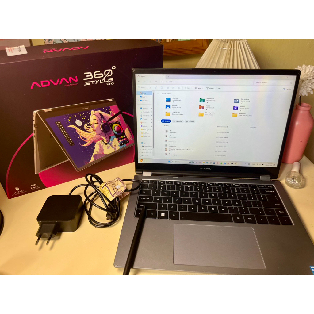 [PRELOVED] Laptop Advan 360 Stylus - Layar Sentuh & Lipat (Fullset)