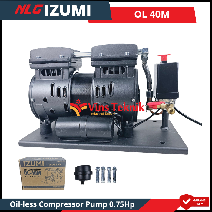 IZUMI OL 40M Mesin Kepala Kompresor Pompa Air Jet Pump Oilless Compressor 3/4Hp OL40M