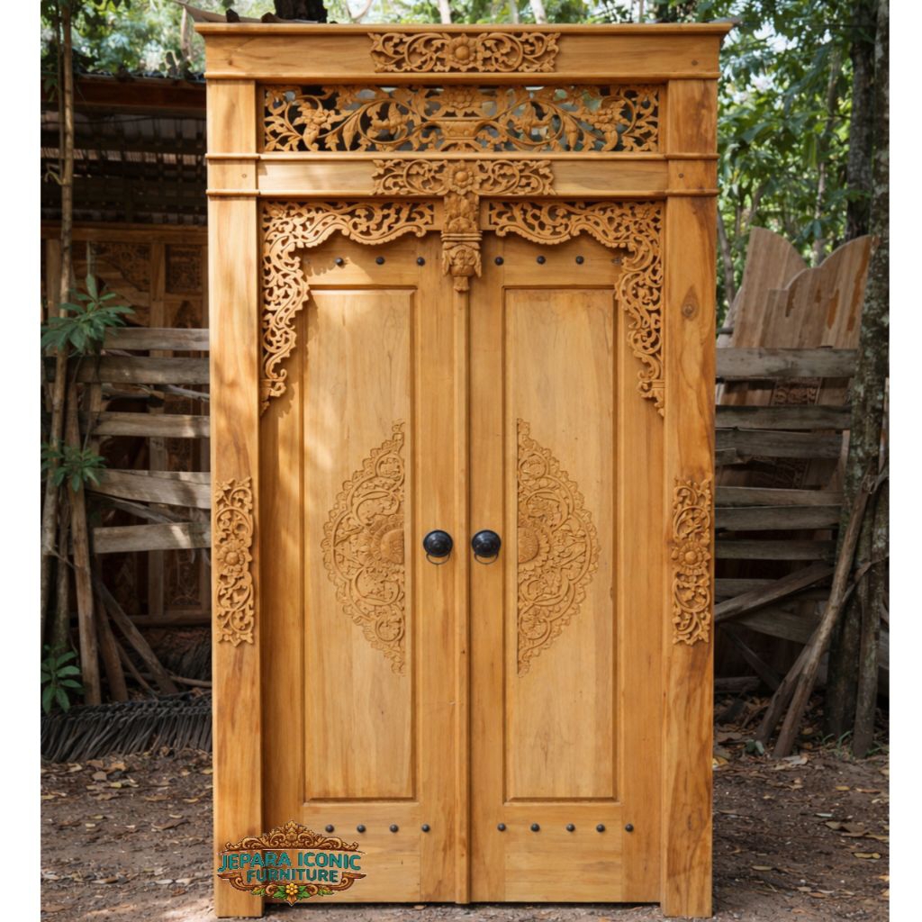 PINTU GAWANGAN UKIR JAWA 120X250 MENTAH