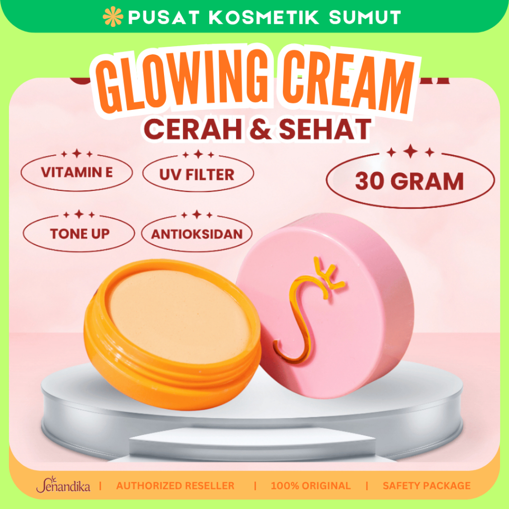 Senandika Glowing Cream Vit-E BPOM krim pencerah wajah skincare moisturizer aman bumil busui