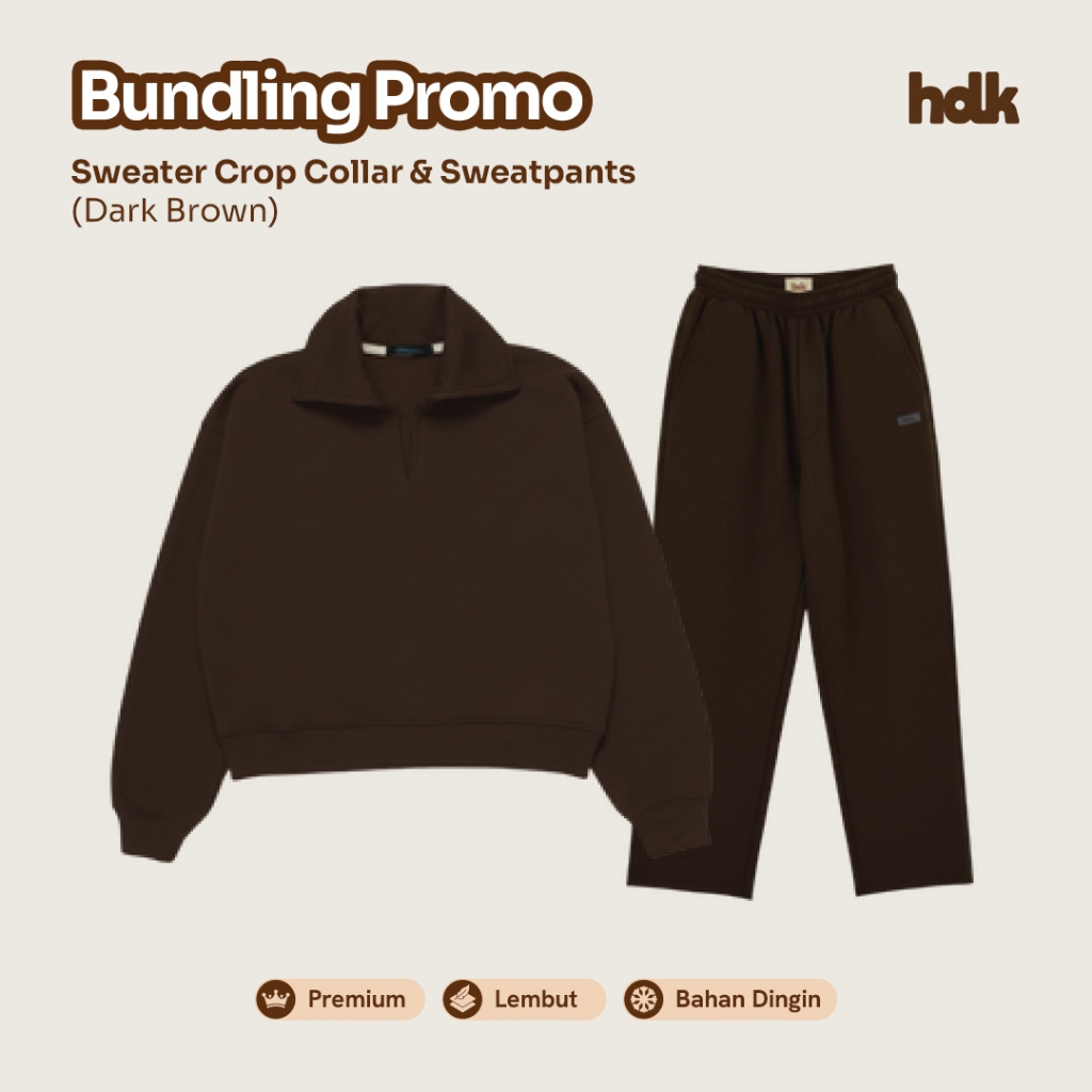 FAST DELIVERY [SET SWEATER] Hoodieku One Set Crop Collar Sweater & Trackpants Loosepants Berbahan