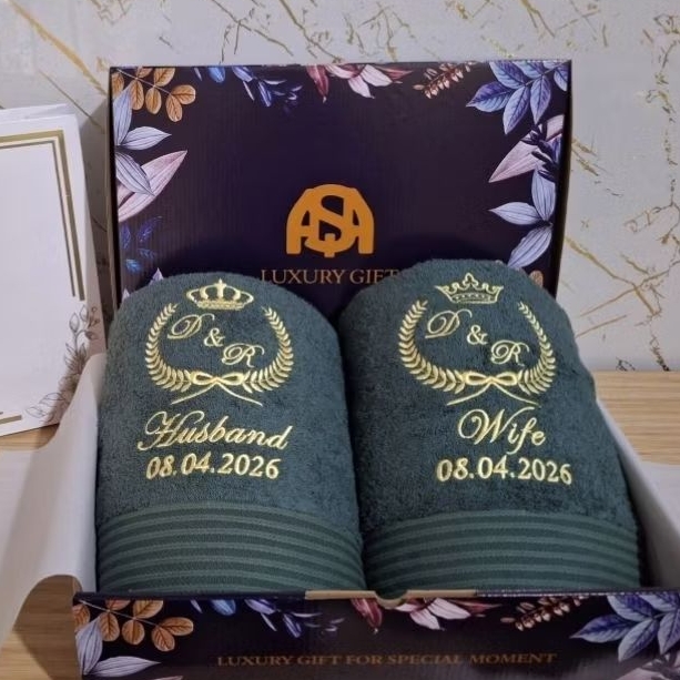 Handuk Couple Custom Bordir by terrypalmer eternal Cocok untuk hantaran seserahan,  Kado Wedding , A