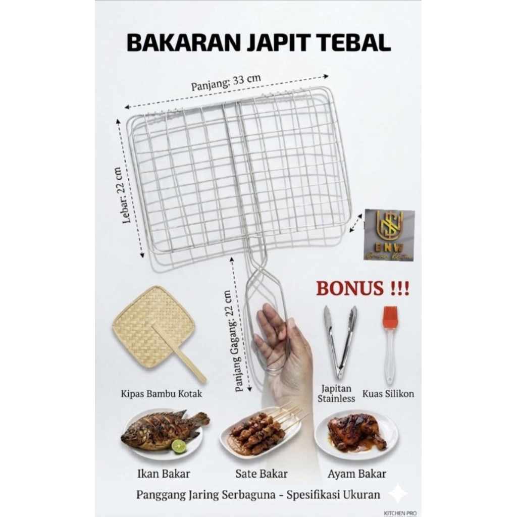 panggangan ikan stainless/ capit panggangan sate dan ikan