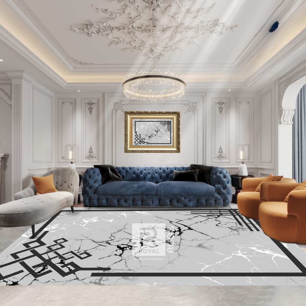 RoyalRugs - Karpet PREMIUM MARBLE Permadani  - Karpet Ruang Tamu Estetik Tebal Anti Slip Lembut
