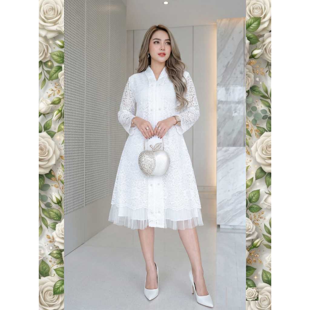 0605-555 Dress Kartini Semi Prancis Model Trendi Terbaru Elegan/Dress Wanita Brukat/Brokat/Tebal/Rea