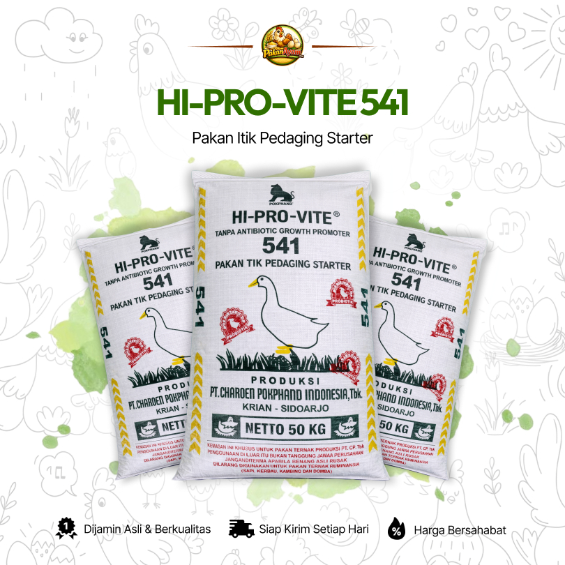 HI-PRO-VITE 541 - Pakan Bebek / Mentok / Itik Pedaging Starter | CP Pokphand Asli | 20KG - 50KG | Pa
