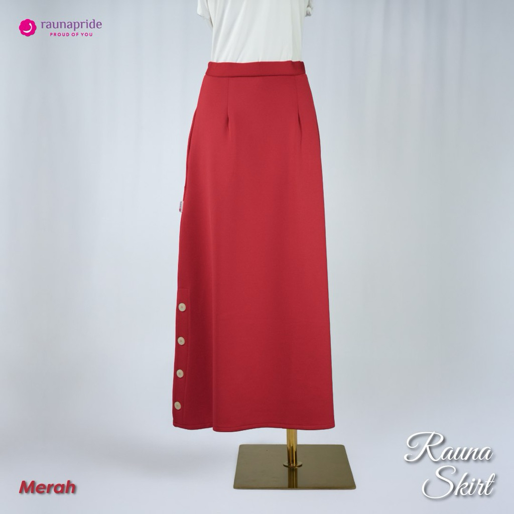 RAUNA Skirt (Merah, Putih, Hitam, Hijau, Maroon) Skirt Scuba A-line Daily Fashion Wanita Raunapride