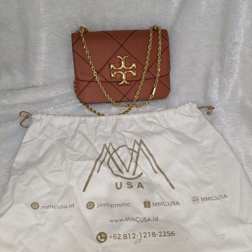 Preloved Tory Burch Eleanor Diamond Quilted Toasted Pecan Authentic