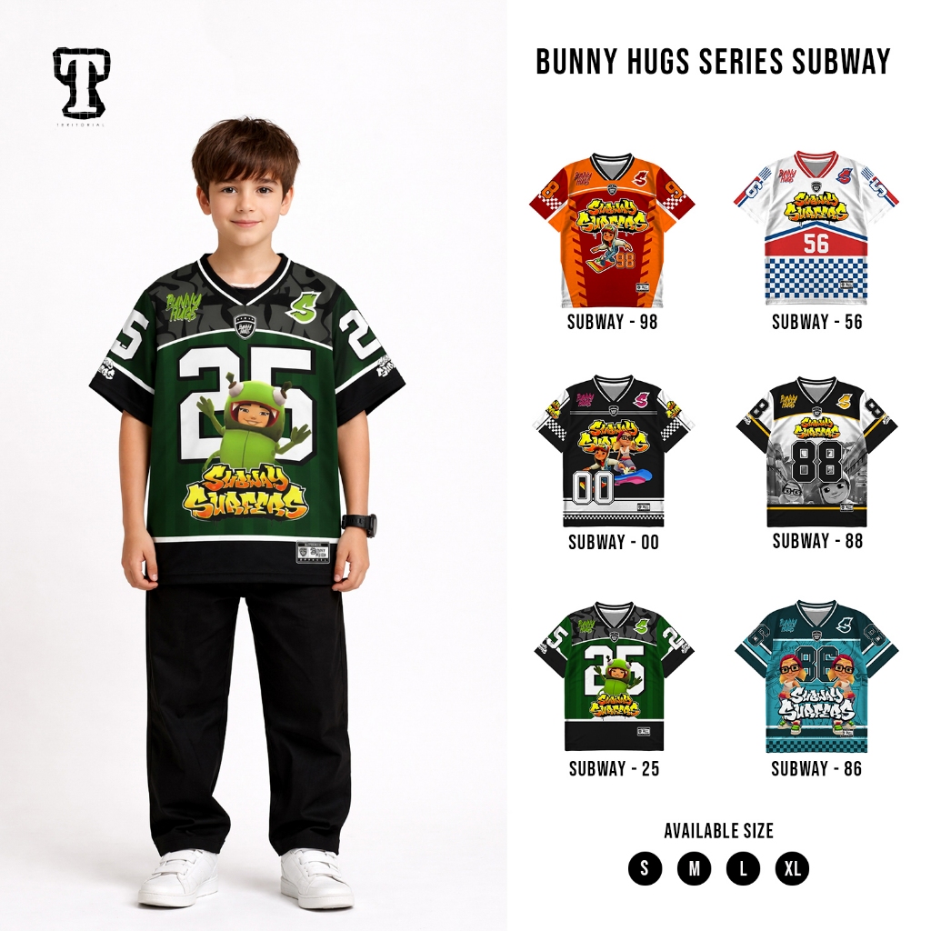 TERITORIAL Jersey Anak Subway Surfers Casual Vintage Rugby Full Printing Number 25 Unisex NFL